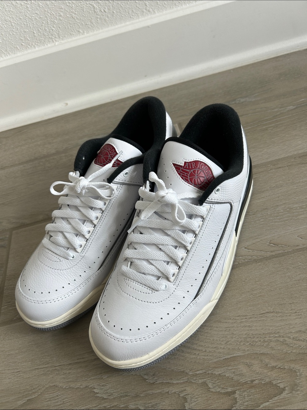 Jordan 2 Low White/Black with Red Logo Men's Sneakers